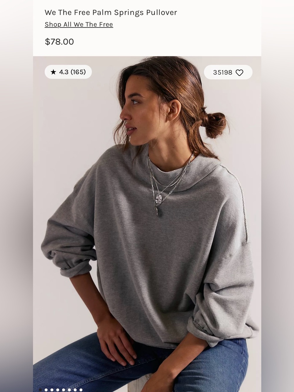 We The Free Palm Springs Pullover in Heather Gray - Size XL